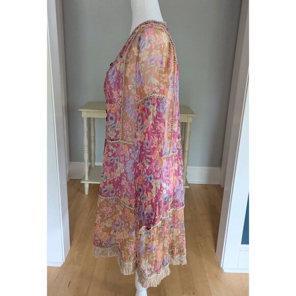 Anthropologie Letruelse Boho Sheer Dress OVersized Sheer Cover-Up Size Small - Picture 6 of 14